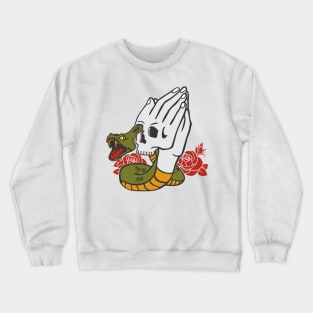 old school tattoo praying hands Crewneck Sweatshirt